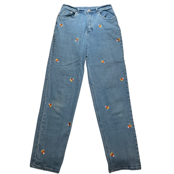 The Quacker Factory Denim - Quacker Factory Women Candy Corn Embroidered High Rise Straight Leg Jeans Size 8